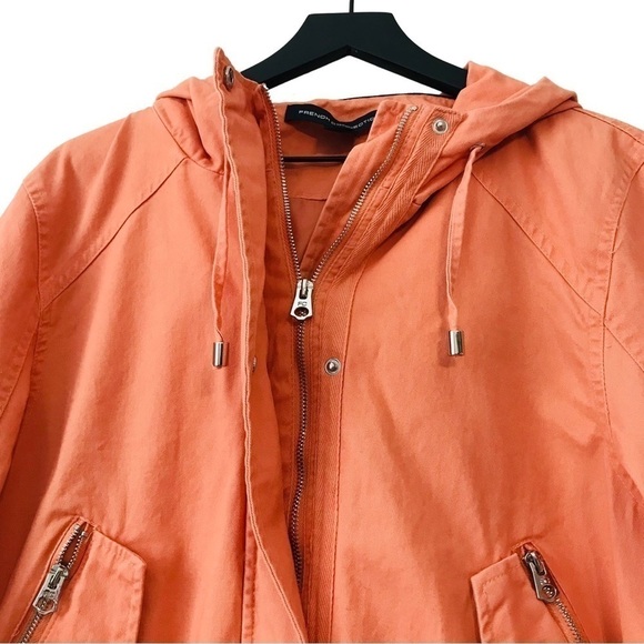 New! French Connection Cotton Bomber Peach Hooded Jacket - Picture 6 of 12